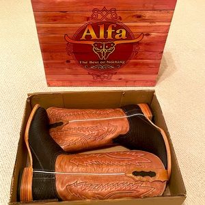 Matte Black genuine Python square toe cowboy boots